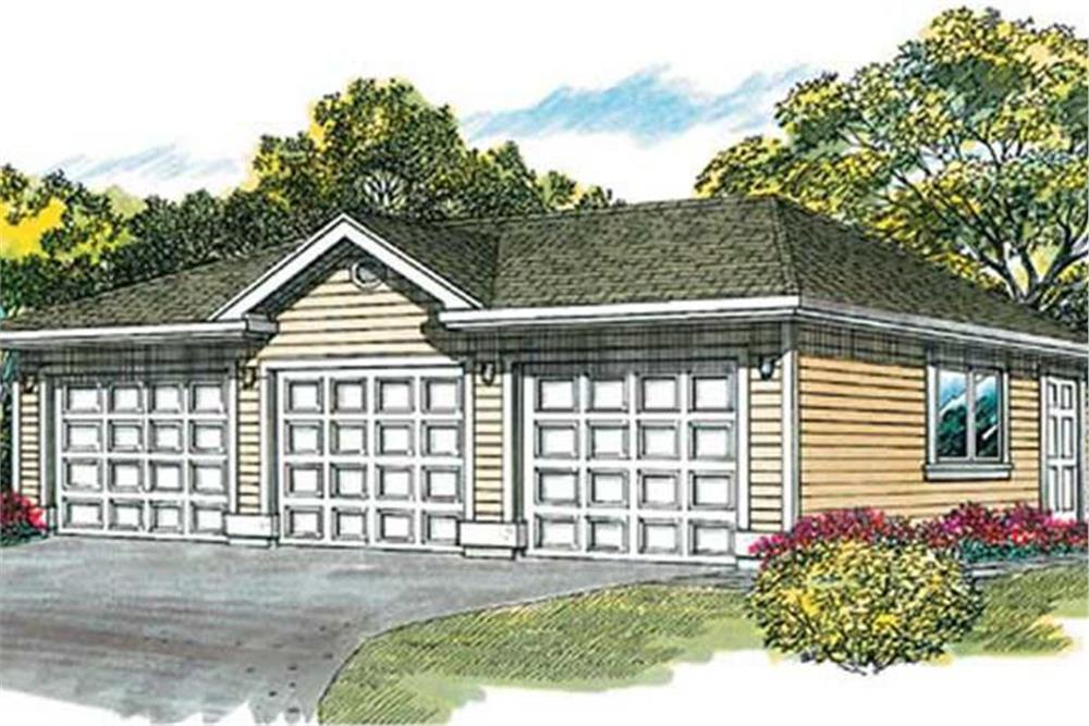 Color rendering of Garage plan (ThePlanCollection: House Plan #167-1070)