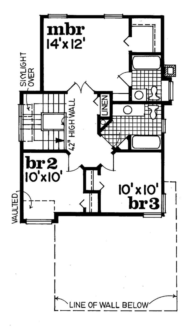 Floor Plan Second Story of Contemporary Plan #167-1073