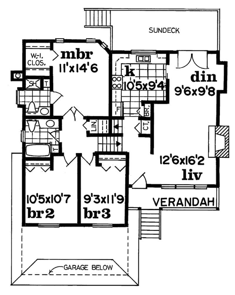 Floor Plan Second Story of Small House Plans #167-1078