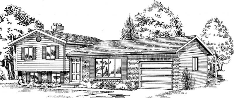 Front View of this 3-Bedroom, 1048 Sq Ft Plan - 167-1079