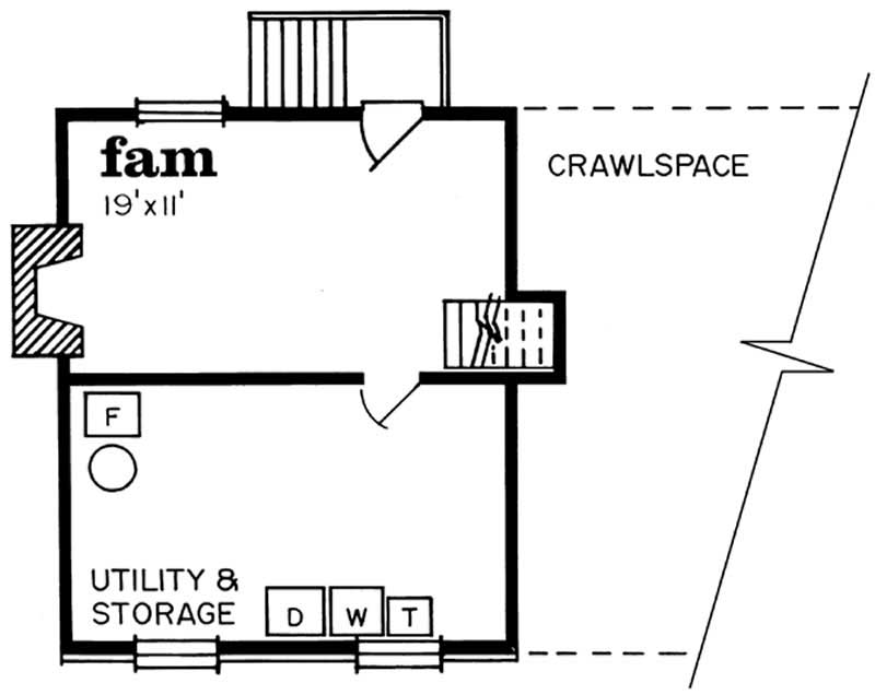 Floor Plan Basement of Small House Plans #167-1079
