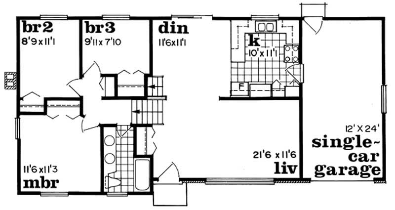 Floor Plan First Story of Small House Plans #167-1079