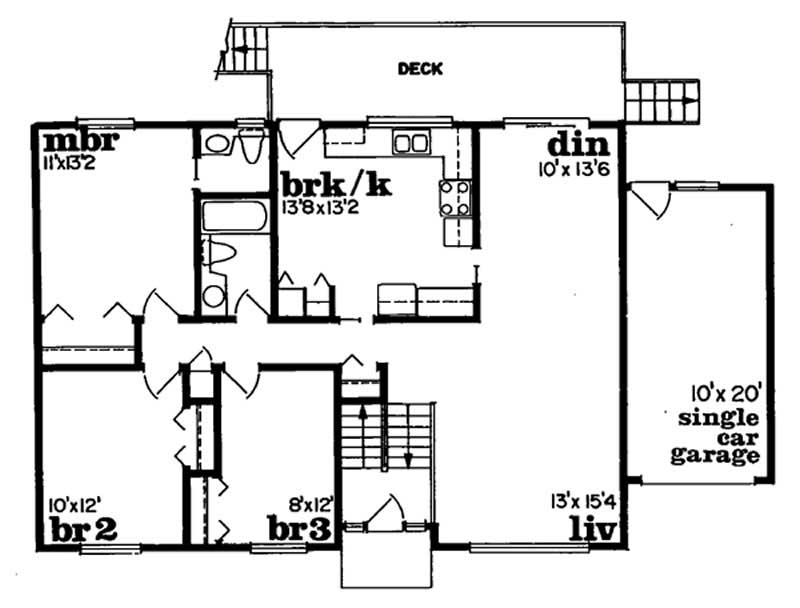 Floor Plan First Story of Small House Plans #167-1090