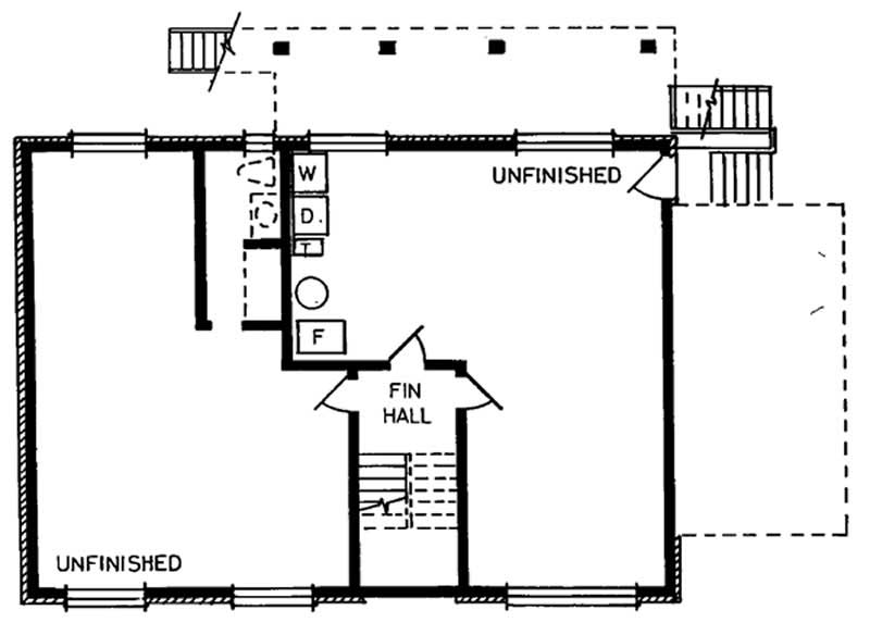 Floor Plan Basement of Small House Plans #167-1090