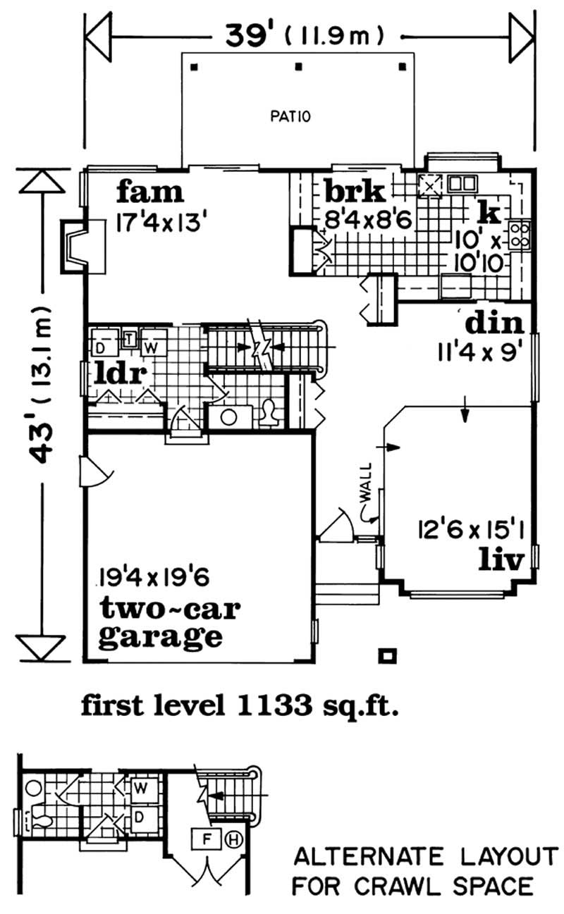 Floor Plan First Story of Traditional Plan #167-1112