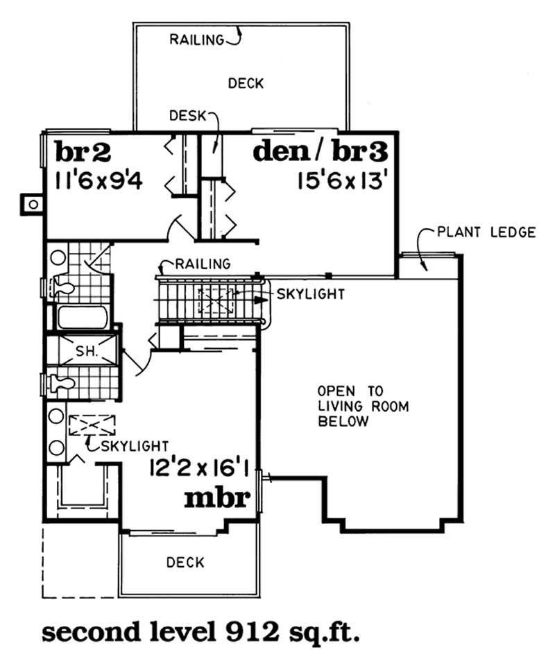 Floor Plan Second Story of Traditional Plan #167-1112