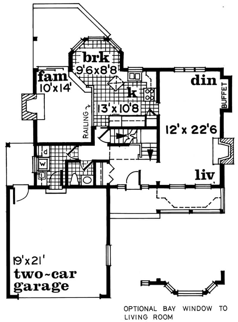 Floor Plan First Story of Country Plan #167-1122