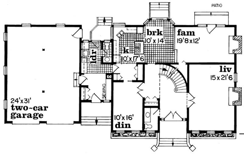 Floor Plan First Story of European Plan #167-1123