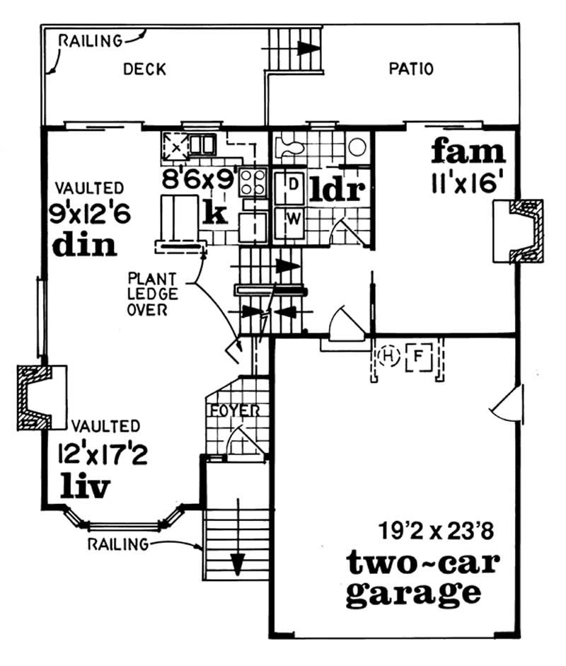 Floor Plan First Story of Small House Plans #167-1127