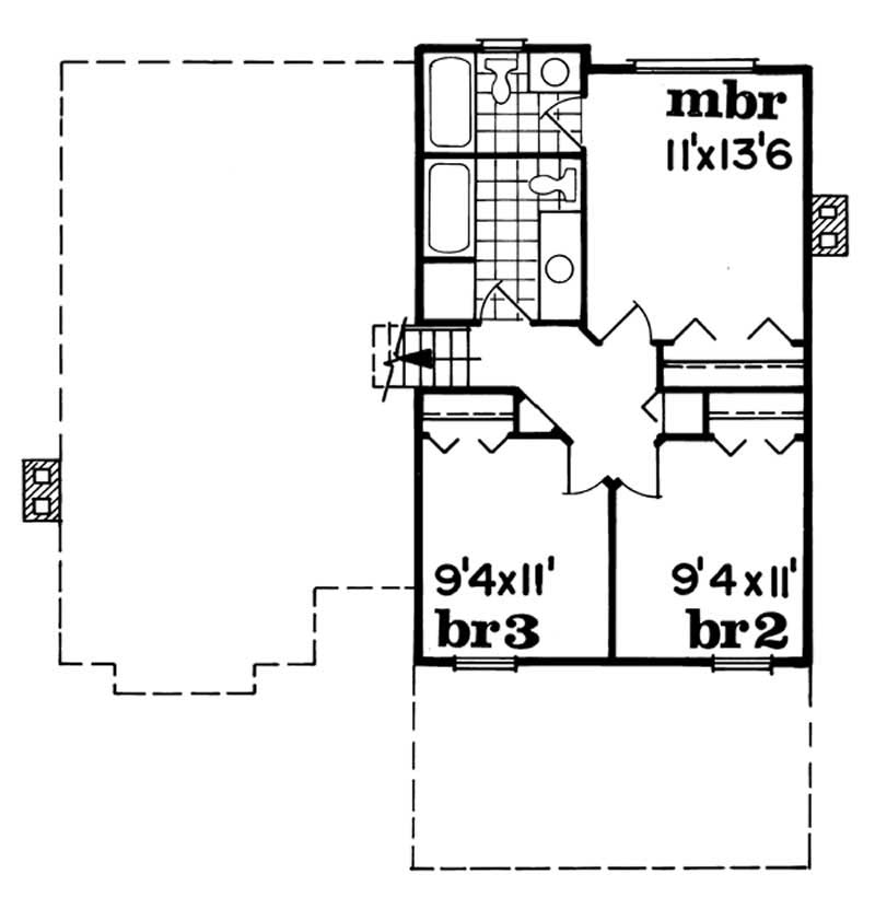 Floor Plan Second Story of Small House Plans #167-1127