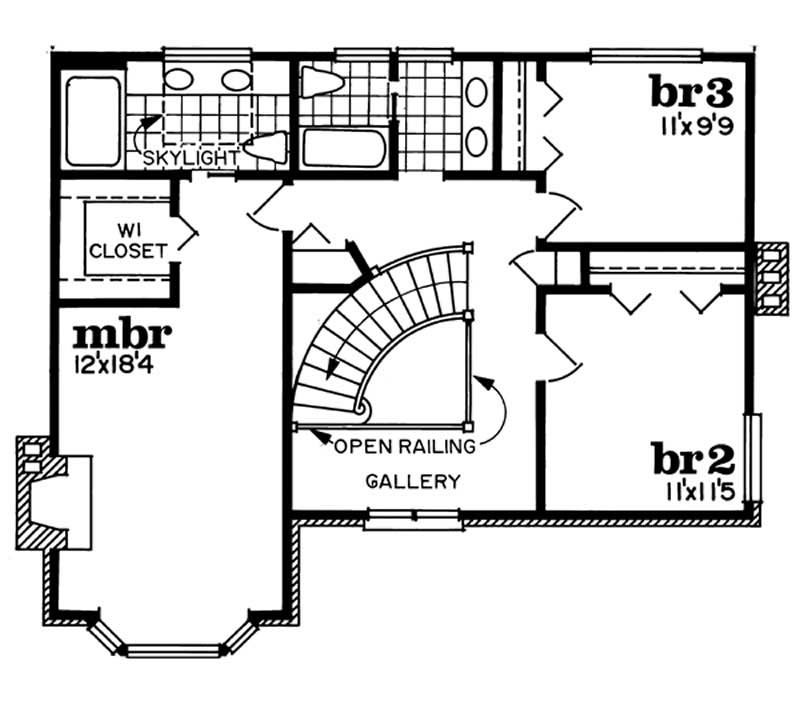 Floor Plan Second Story of Contemporary Plan #167-1128