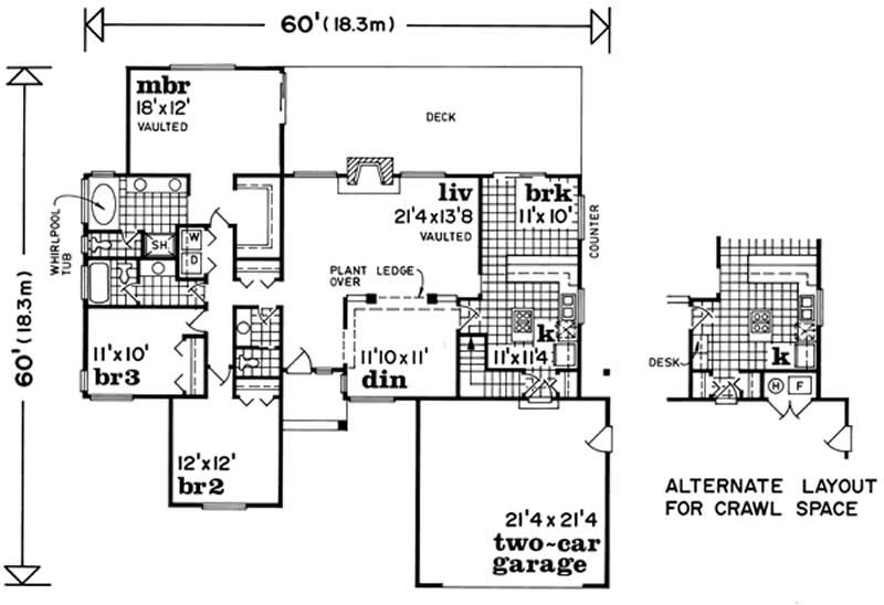 Floor Plan First Story of Ranch Plan #167-1129