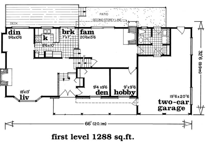 Floor Plan First Story of Country Plan #167-1135