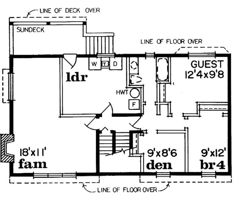 Floor Plan First Story of Small House Plans #167-1144