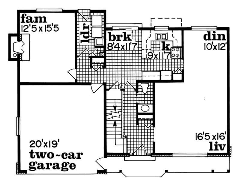 Floor Plan First Story of Traditional Plan #167-1146