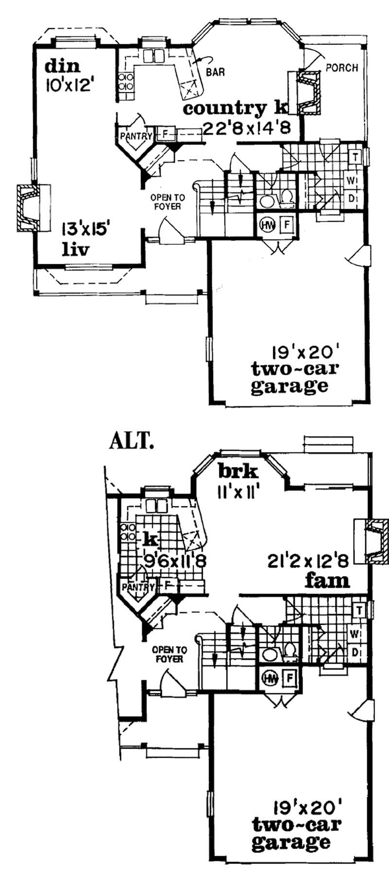 Floor Plan First Story of Country Plan #167-1149