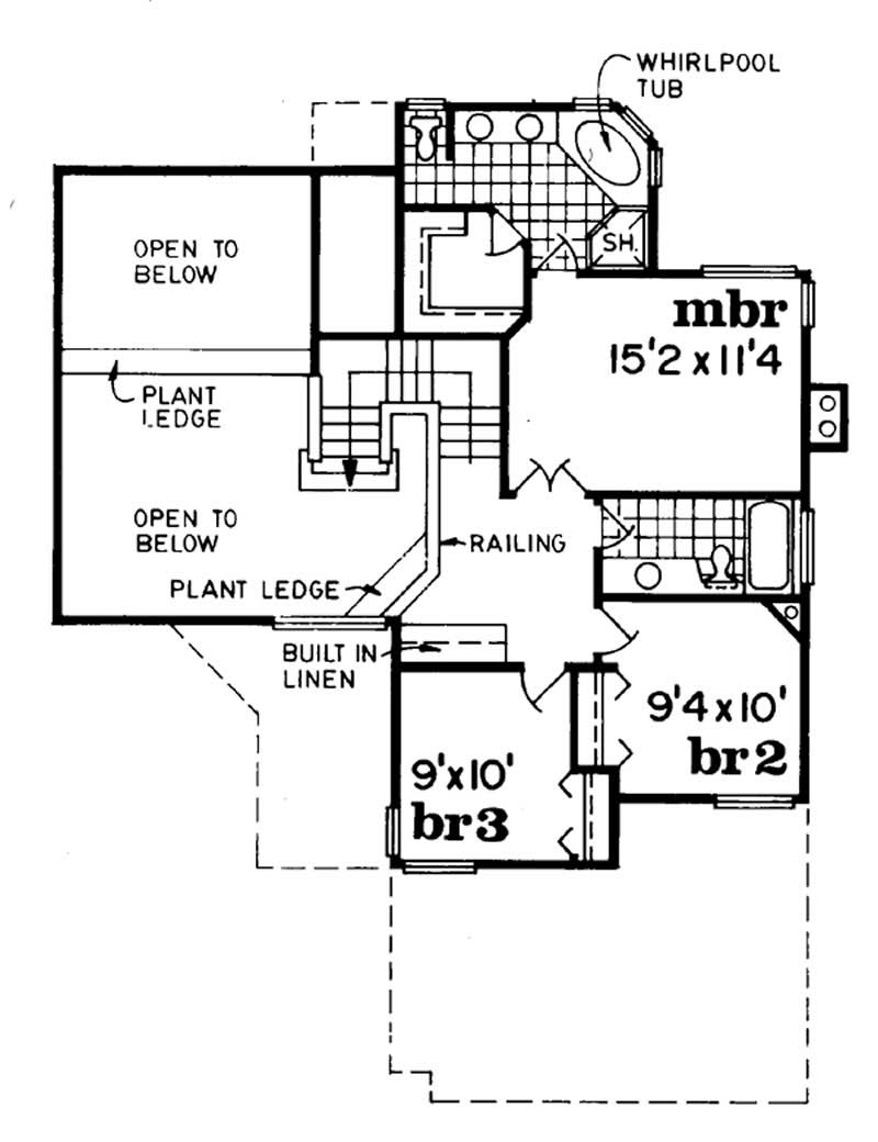 Floor Plan Second Story of Contemporary Plan #167-1151