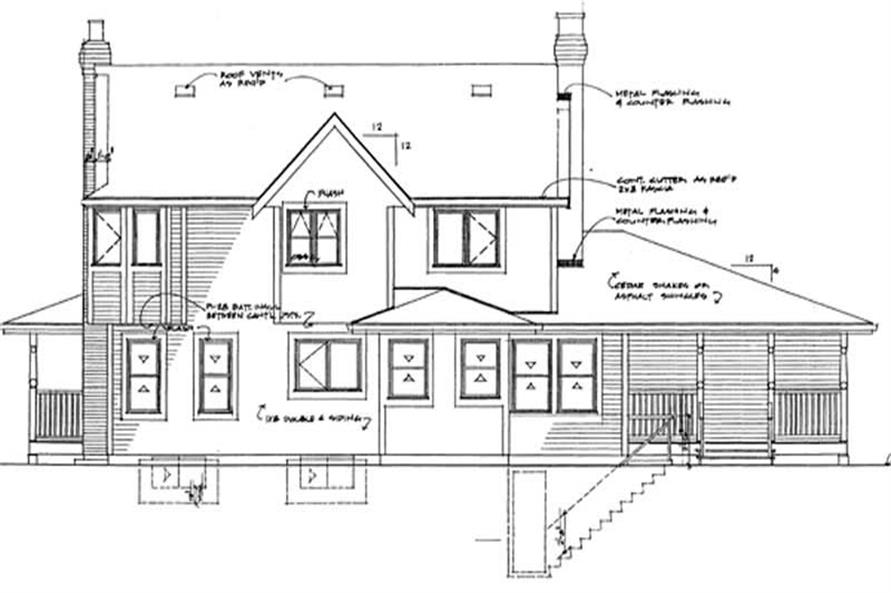 Home Plan Rear Elevation of this 4-Bedroom,2094 Sq Ft Plan -167-1152