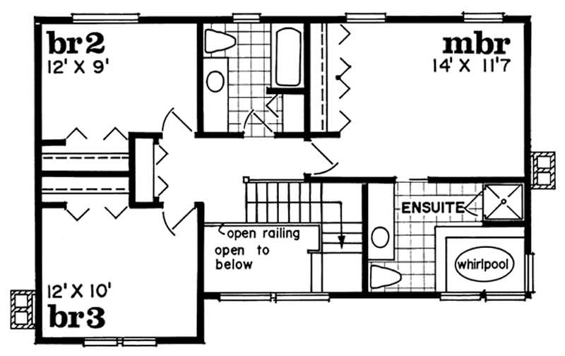 Floor Plan Second Story of Traditional Plan #167-1155