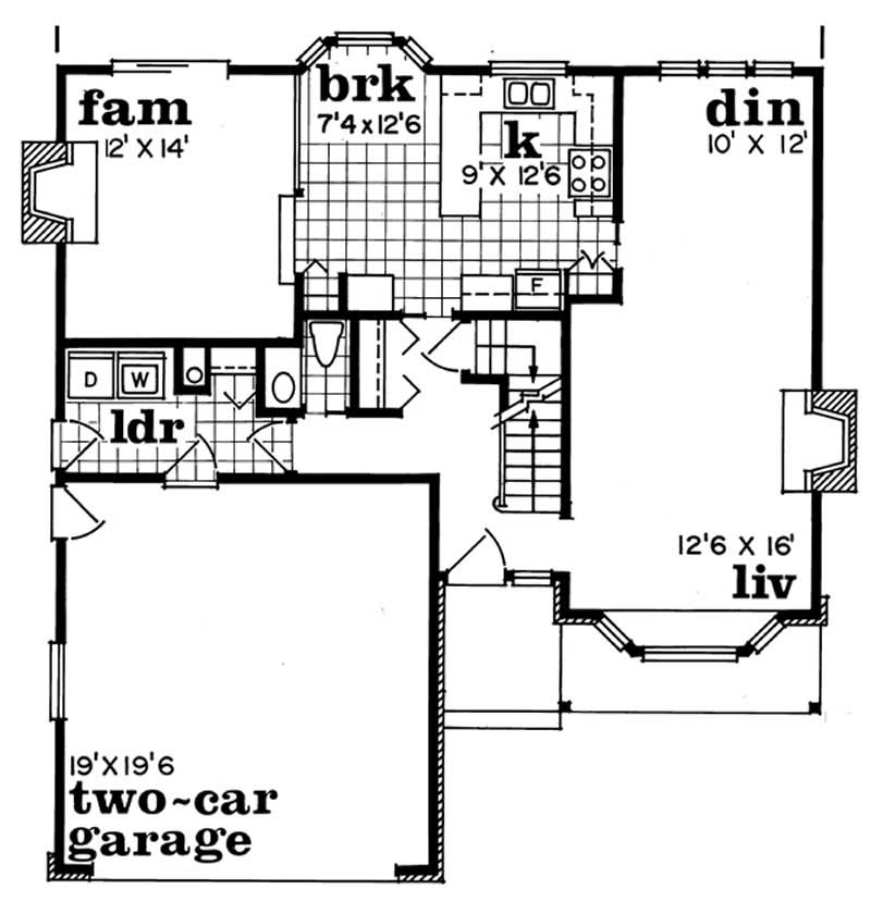 Floor Plan First Story of Tudor Plan #167-1156