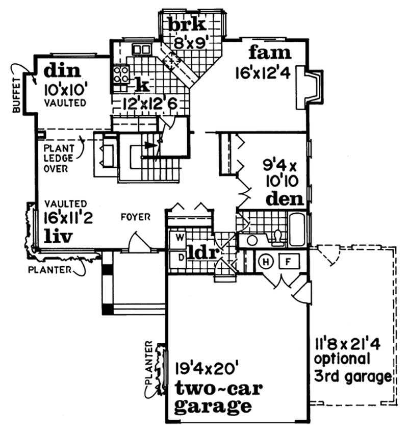 Floor Plan First Story of Contemporary Plan #167-1160