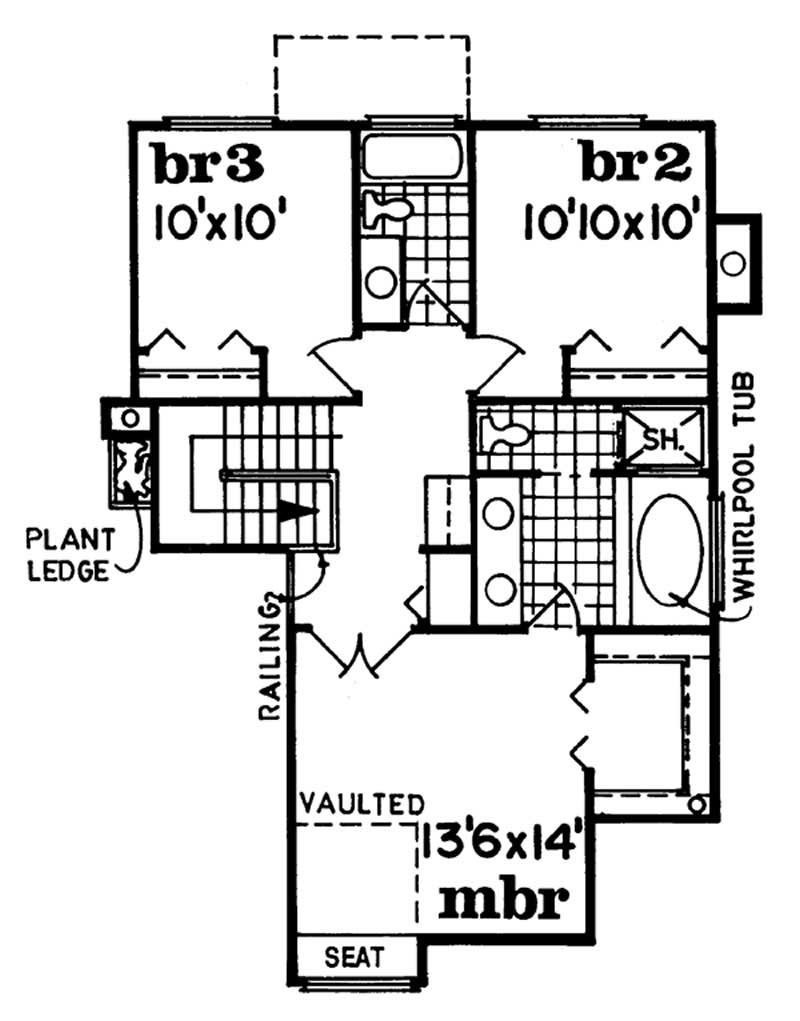 Floor Plan Second Story of Contemporary Plan #167-1160