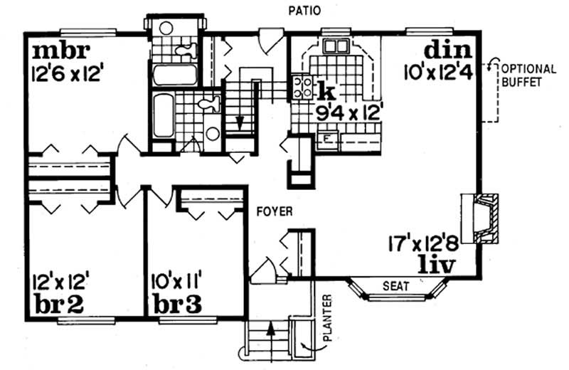 Floor Plan First Story of Small House Plans #167-1165