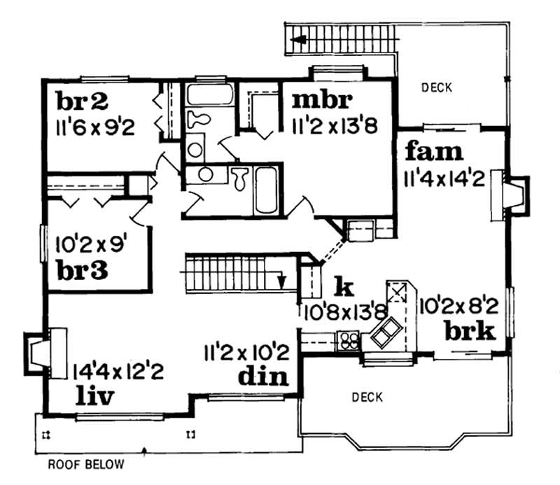 Floor Plan Second Story of Country Plan #167-1167