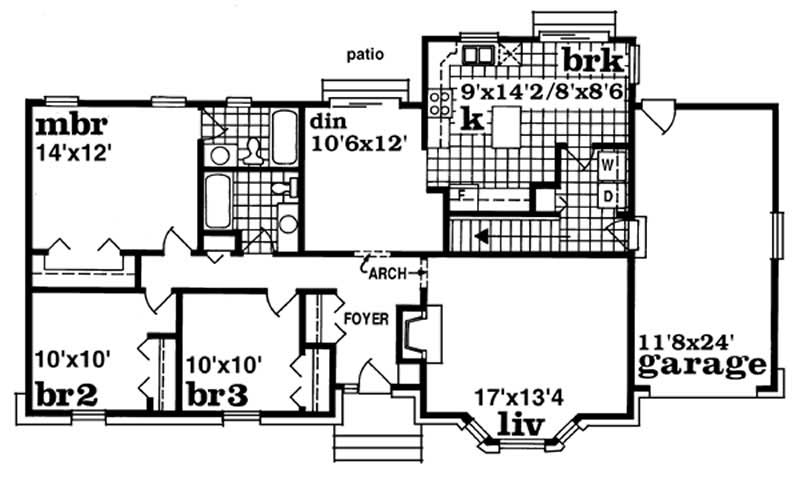 Floor Plan First Story of Ranch Plan #167-1170