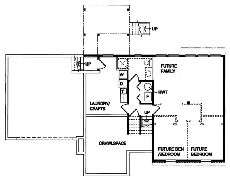 Floor Plan Basement of Small House Plans #167-1184