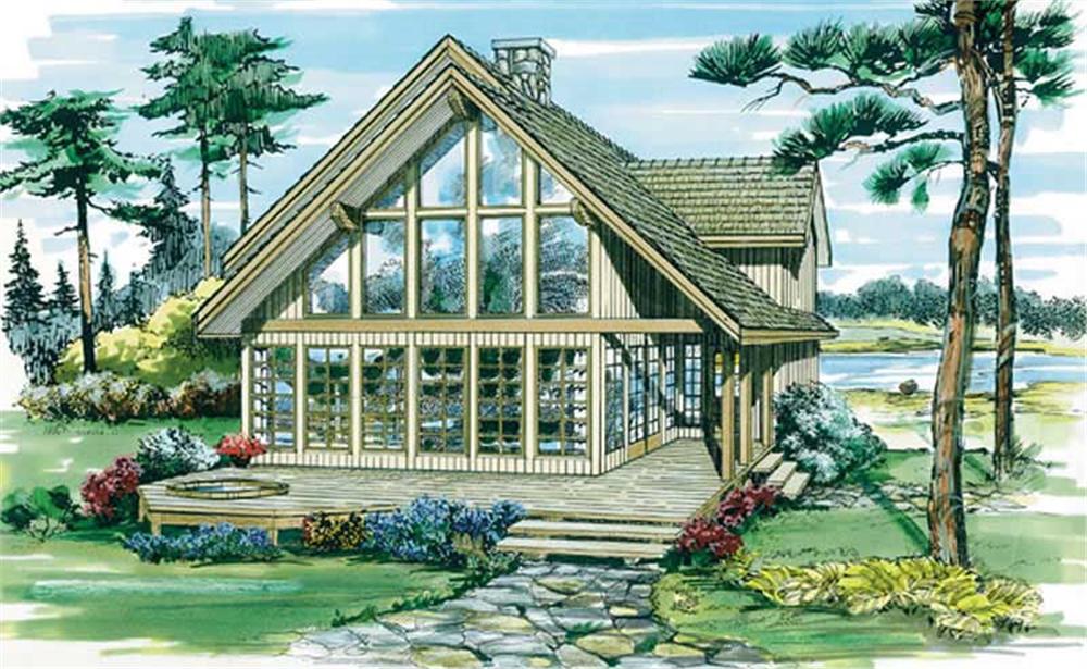 Front elevation of Contemporary home (ThePlanCollection: House Plan #167-1187)