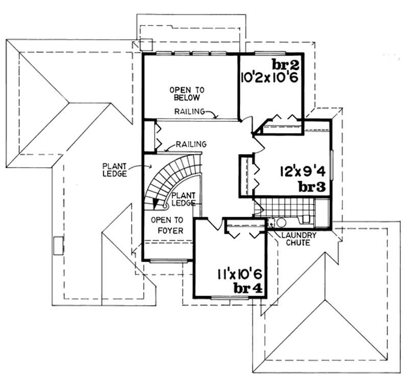 Floor Plan Second Story of Contemporary Plan #167-1195