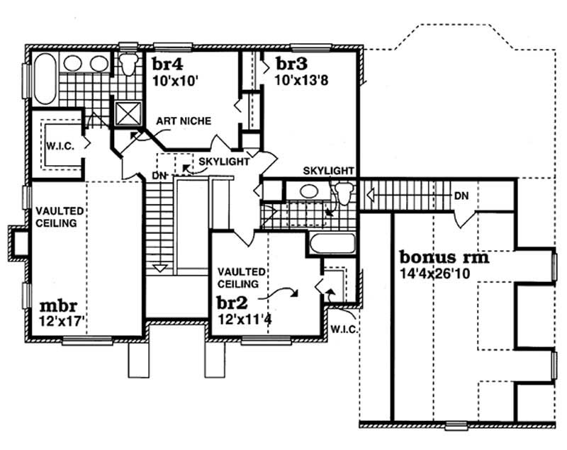 Floor Plan Second Story of Traditional Plan #167-1205