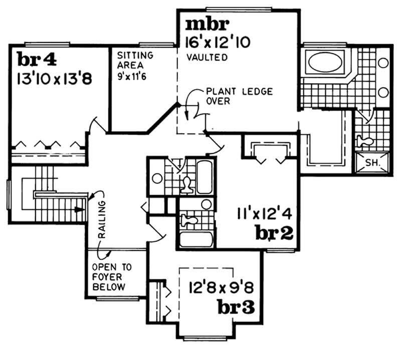 Floor Plan Second Story of Contemporary Plan #167-1212