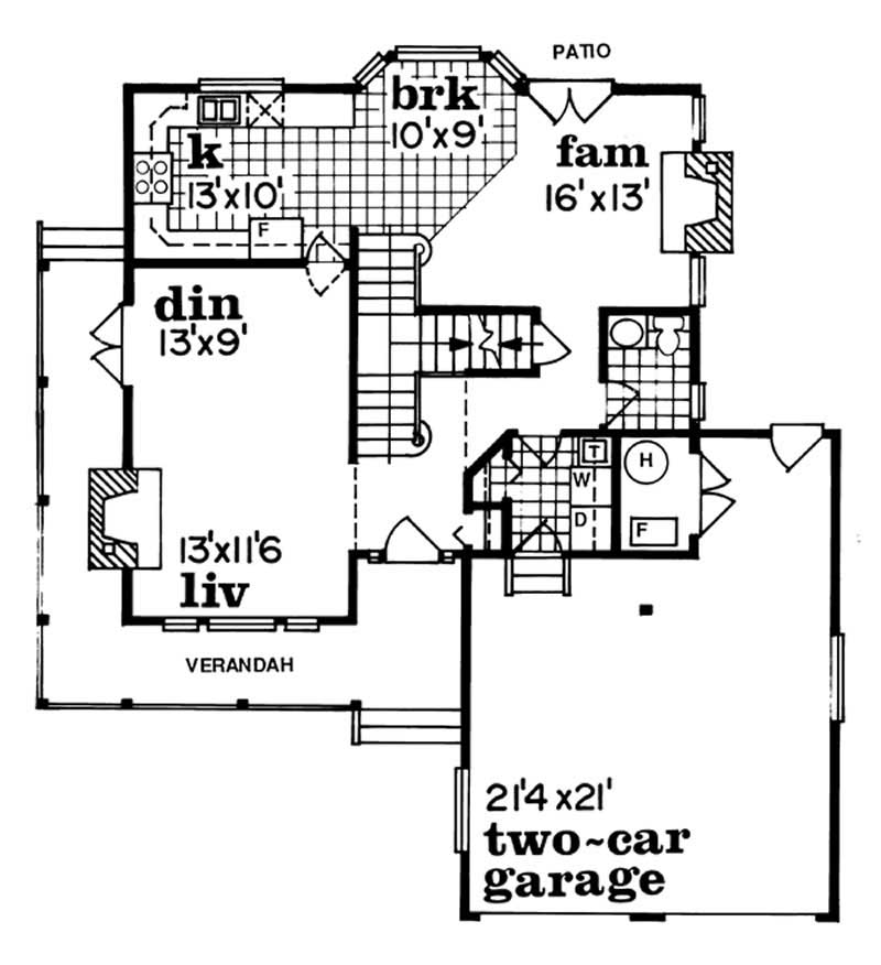 Floor Plan First Story of Country Plan #167-1213