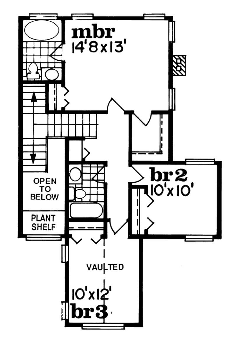 Floor Plan Second Story of Country Plan #167-1213