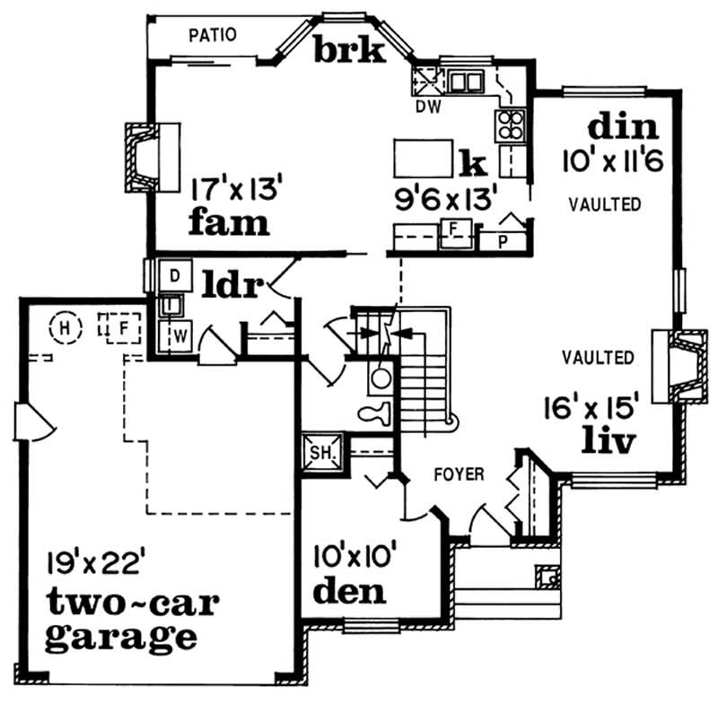 Floor Plan First Story of Ranch Plan #167-1239