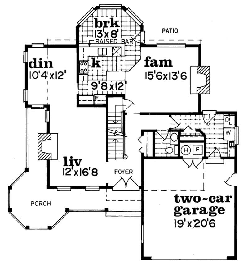 Floor Plan First Story of Ranch Plan #167-1244