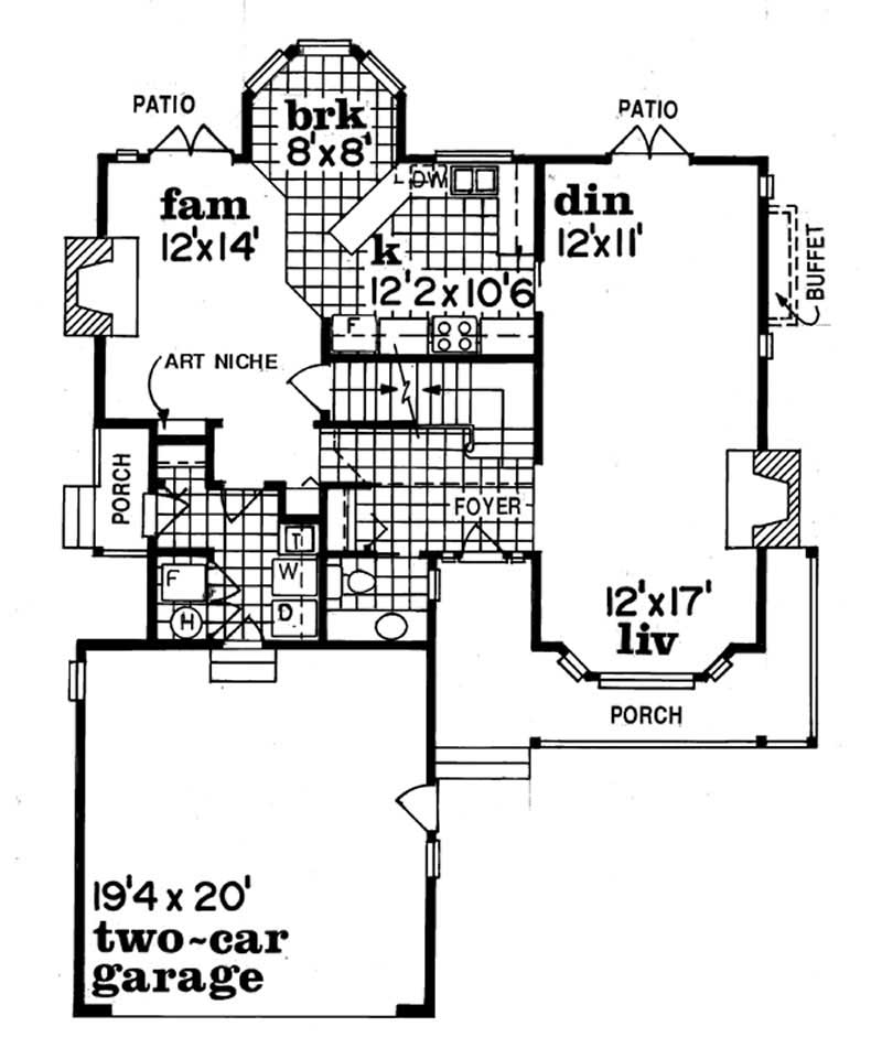 Floor Plan First Story of Country Plan #167-1245
