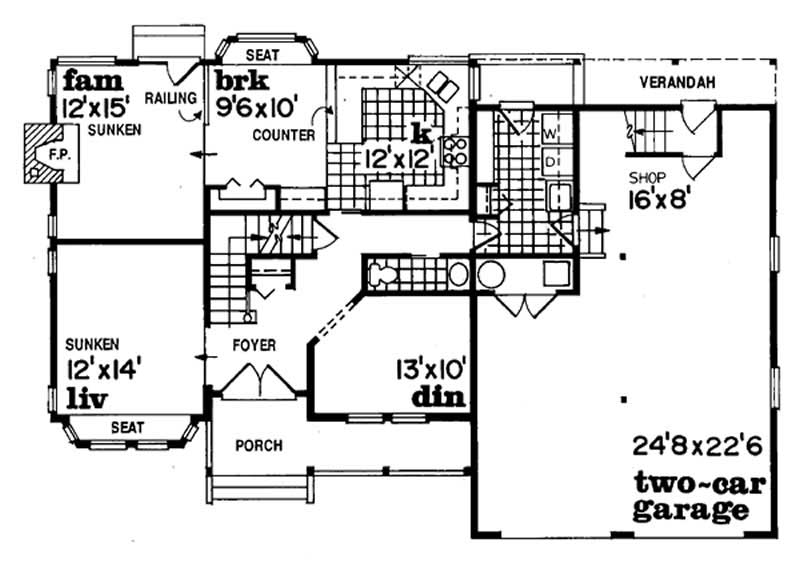 Floor Plan First Story of Country Plan #167-1246
