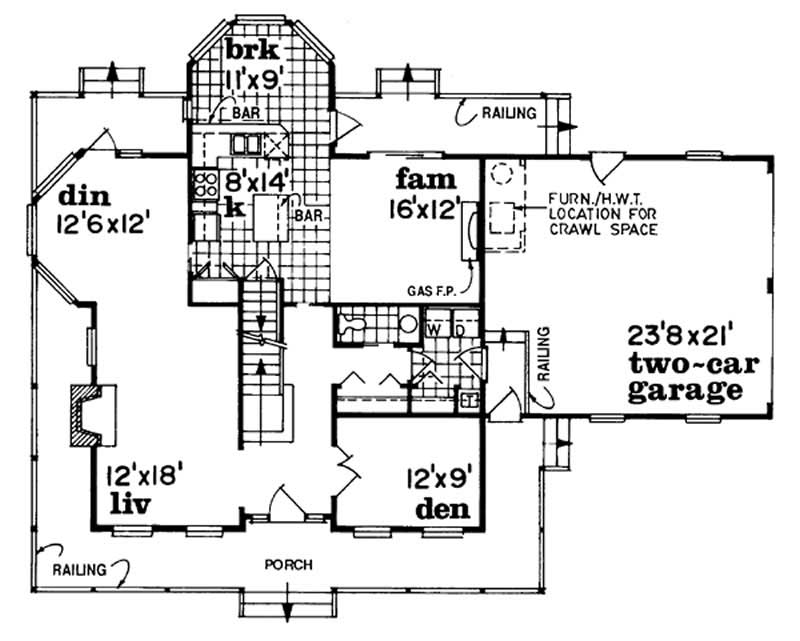 Floor Plan First Story of Country Plan #167-1249