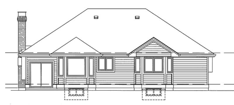 Home Plan Rear Elevation of this 3-Bedroom,1622 Sq Ft Plan -167-1253