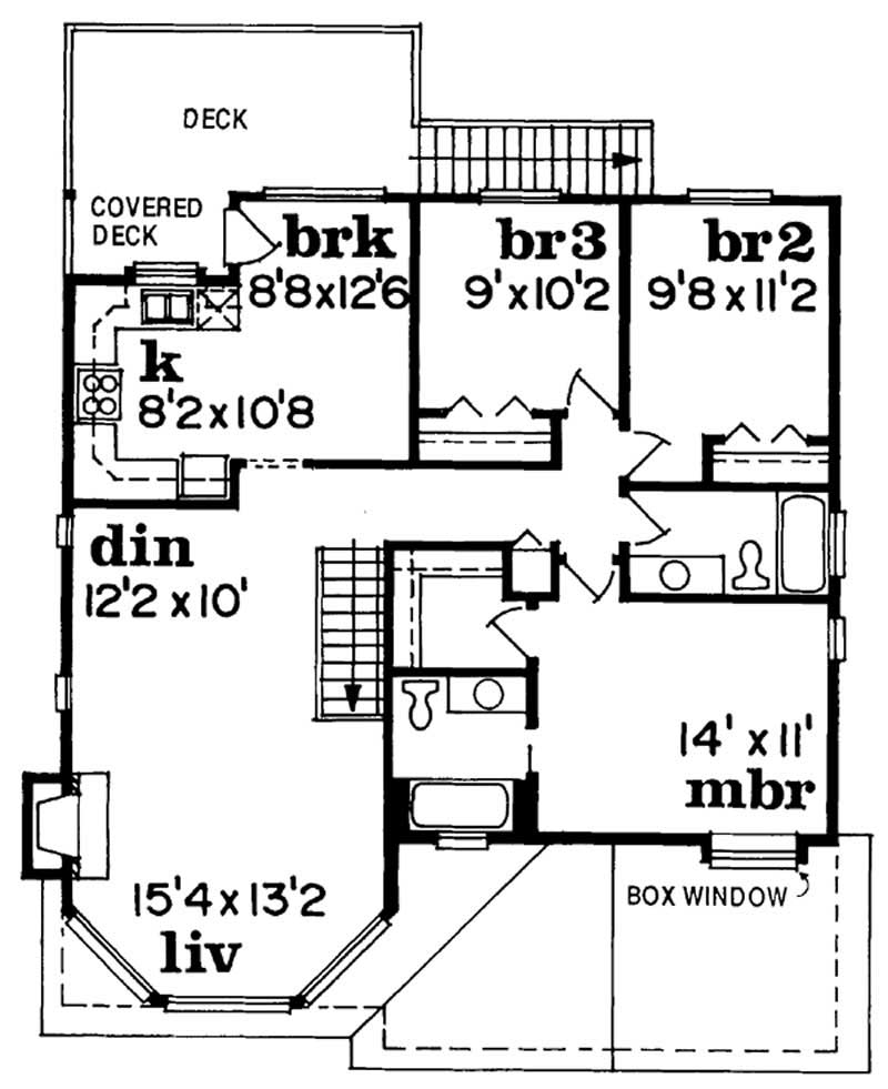 Floor Plan Second Story of Country Plan #167-1263