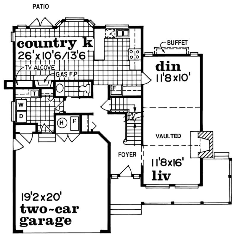 Floor Plan First Story of Country Plan #167-1270