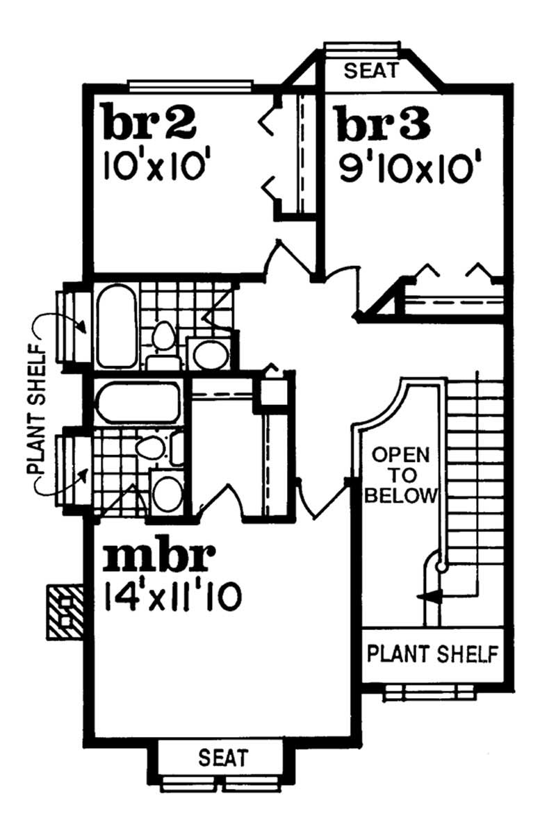 Floor Plan Second Story of Country Plan #167-1274
