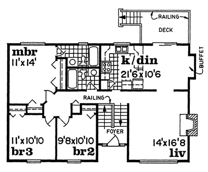 Floor Plan Second Story of Small House Plans #167-1301