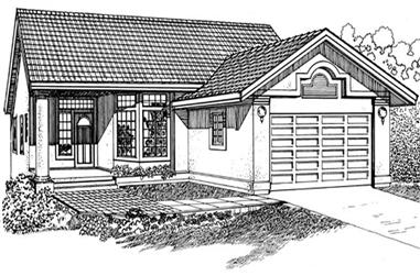 3-Bedroom, 1365 Sq Ft Contemporary House Plan - 167-1303 - Front Exterior