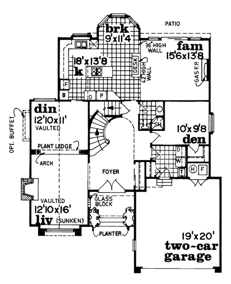 Floor Plan First Story of Contemporary Plan #167-1305