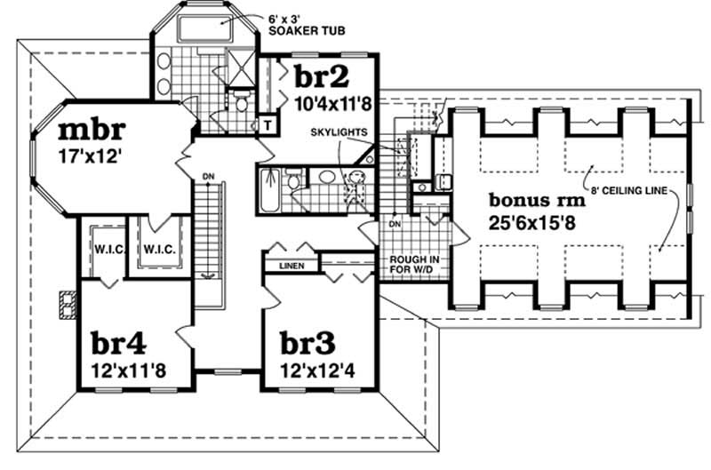 Floor Plan Second Story of Country Plan #167-1317