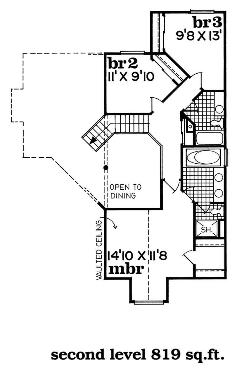 Floor Plan Second Story of Contemporary Plan #167-1332